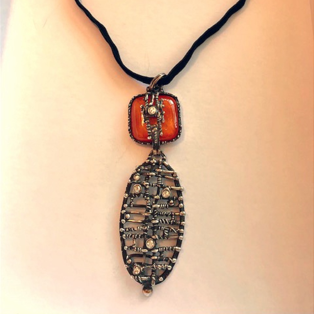 SQUARE TIGER EYE STONE NECKLACE